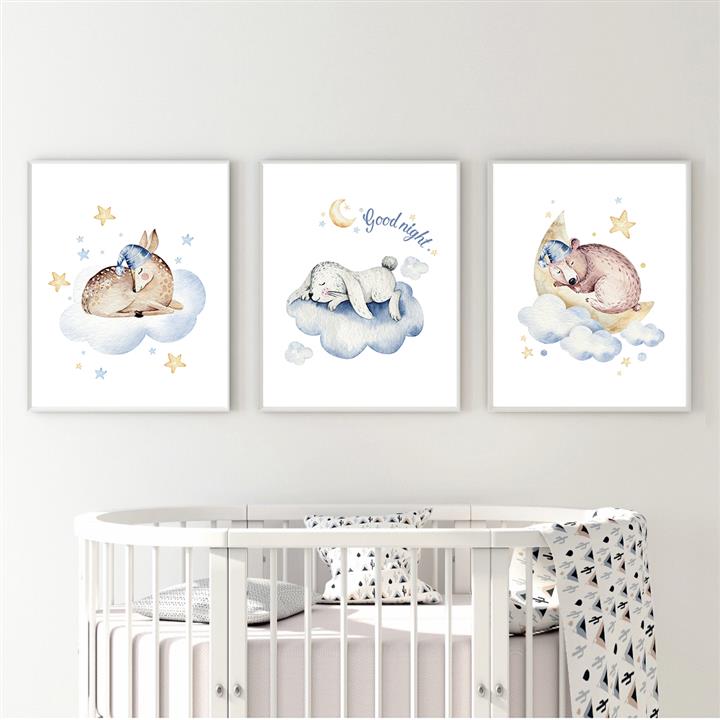تابلو کودک مدل Sleepy Animals بسته 3 عددی